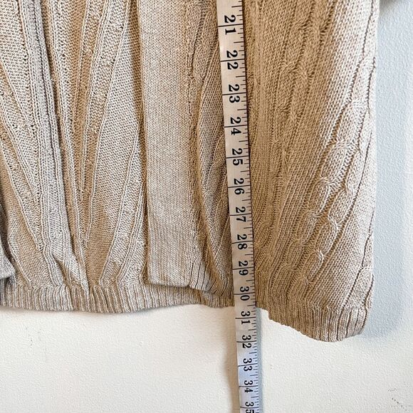 J Jill Open Front Cable Knit Tan Cardigan Size Small - Picture 6 of 7